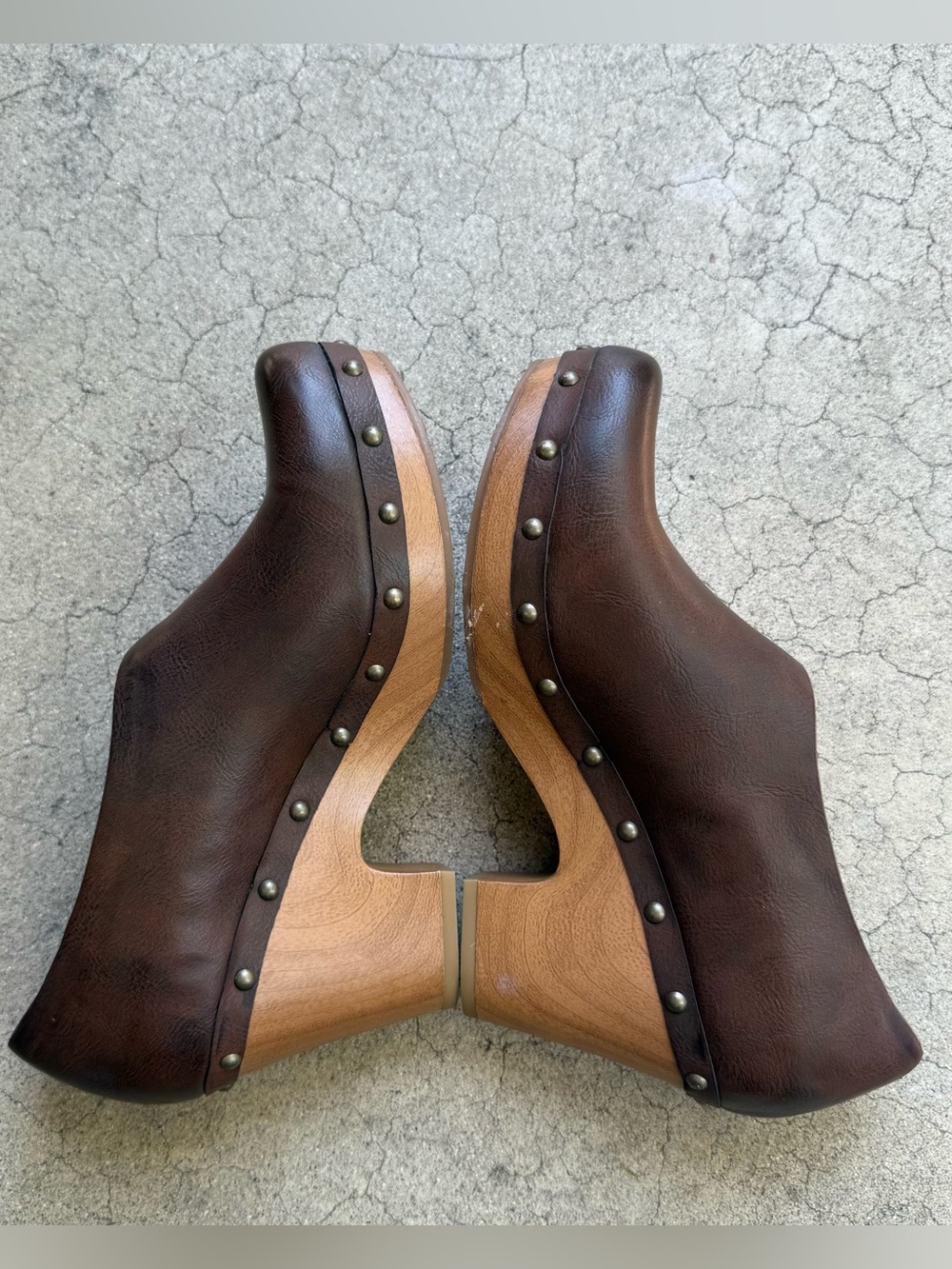 Korks Arielle D'orsay clog booties chunky wood sole studded detailing size 9 - Picture 7 of 11